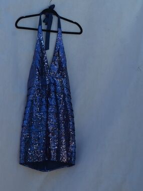 Purple Sequin Halter Dress SZ M by XXI
